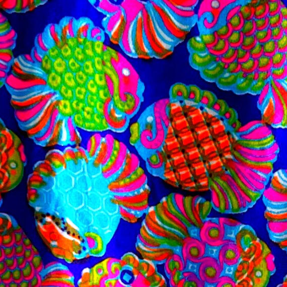 1960s Vintage Novelty Print Rainbow Fish Blouse, Psyc… Gem