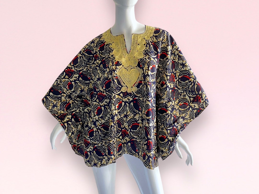1970s Vintage Psychedelic Dashiki Kaftan , Embroidered Festival ...