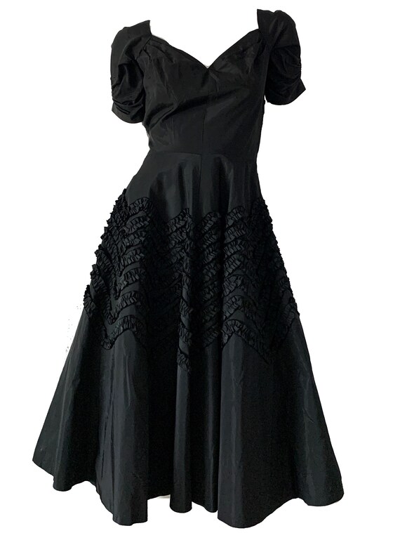 Vintage 50s Suzy Perette Dress / Ribbon Embroidere