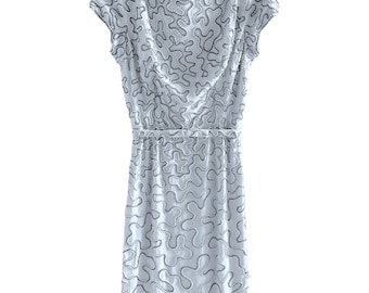 Jaren 60 Vintage Malcolm Starr Kralen Jurk Couture Parels Witte Bruiloft Wiggle Cocktail Party xxs