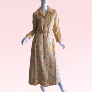 1950s Vintage Gold Lame Silk Dress, Deadstock Lord and Taylor Teahouse Brocade Metallic Dress image 6