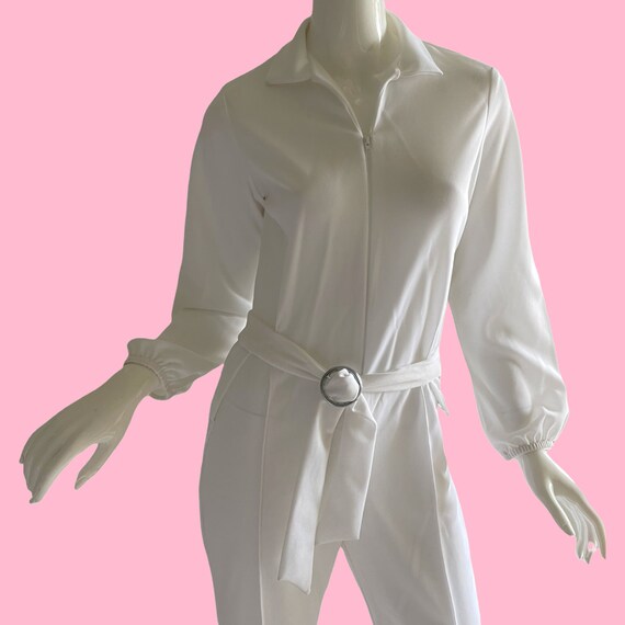 1970s Vintage Mod White Jumpsuit, Deadstock Space… - image 2