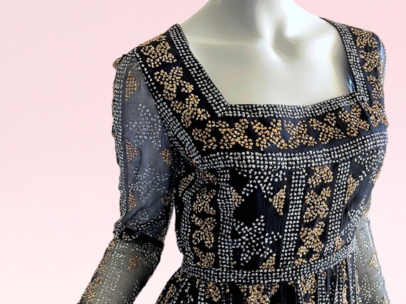 Documented 1970 Malcolm Starr Printed Jersey Baby Doll Dress