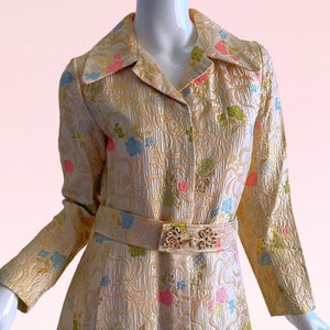 1950s Vintage Gold Lame Silk Dress, Deadstock Lord and Taylor Teahouse Brocade Metallic Dress image 3