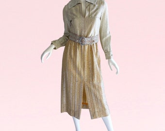 Vintage 1960s Eloise Curtis for Happenstance Metallic Rhinestone Dress, Party Cocktail Glam Sparkle Dress