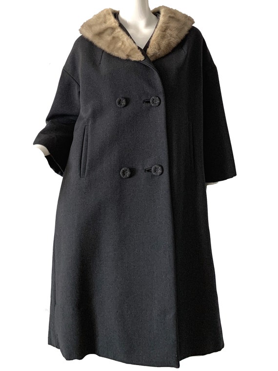 Vintage 50s Mink Wool Coat / Mod Brocade Blonde Fu