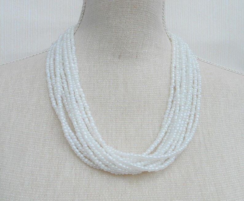 Wedding necklace Beaded necklace Bridesmaid gift Bridesmaid necklace Mum birthday White necklace