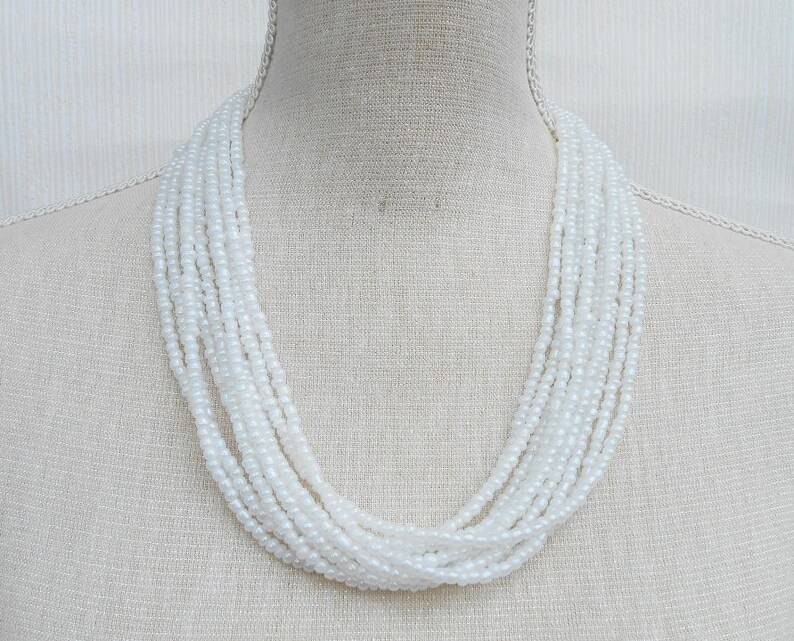 Wedding necklace Beaded necklace Bridesmaid gift Bridesmaid necklace Mum birthday White necklace