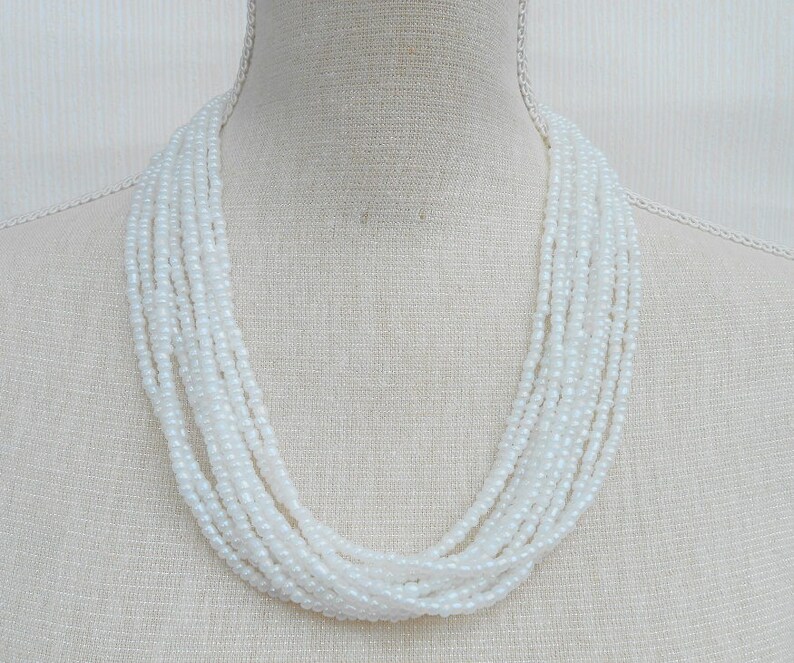 Wedding necklace Beaded necklace Bridesmaid gift Bridesmaid necklace Mum birthday White necklace