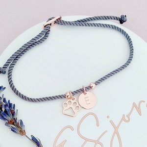 Paw print charm bracelet, Personalised initial bracelet, dog lovers gift, Pet owners gift, pet memorial gift, dog paw bracelet, cat mum gift