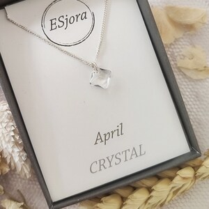 Personalized April Birthstone Necklace: Sterling Silver Crystal Charm