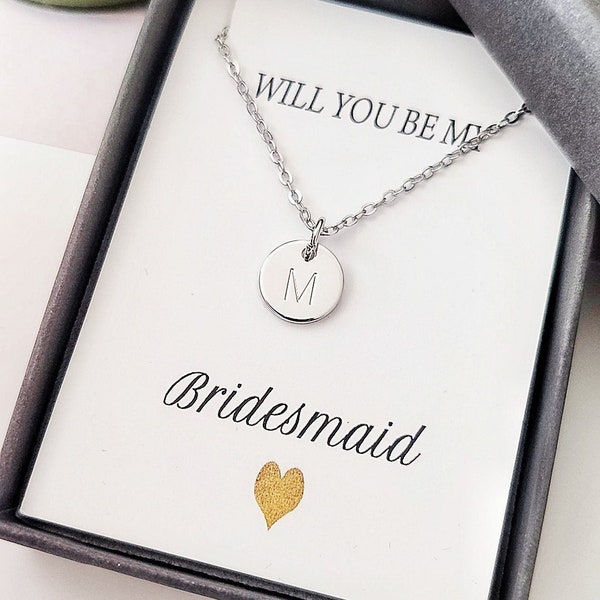 Bridesmaid necklace, initial personalised, bridesmaid gift, gift for her, bridesmaid proposal, gift for bridesmaid, maid of honour gift