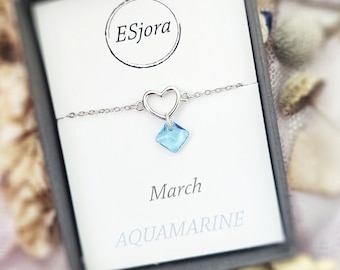 Custom birthstone bracelet, Personalised gift, Birthday gift, Gifts for her, Christmas gift, Bridesmaids gifts, mum gift, March,  Aquamarine