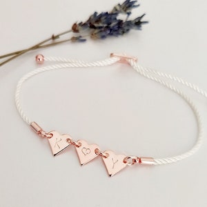Personalized Rose Gold Heart Charm Bracelet: Couples Initial Jewelry
