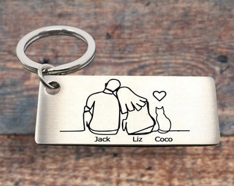 Couples keyring, Gifts for her, Couples gift,  Personalised keyring, Cat lovers gift, gifts for him, Girlfriend gift, Christmas gifts, Cat