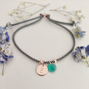 Personalized Initial Birthstone Bracelet: Crystal Charm Bracelet