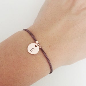 Rose Gold Initial Bracelet: Personalized Adjustable Cord Bracelet