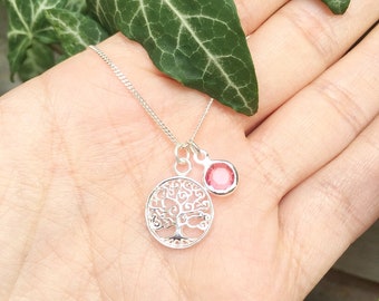 Tree of life necklace, birthstone necklace, pendant necklace, gift for mum, family necklace, gift for her, necklace for women Christmas gift