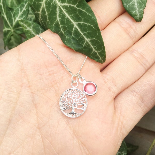 Tree of life necklace, birthstone necklace, pendant necklace, gift for mum, family necklace, gift for her, necklace for women Christmas gift