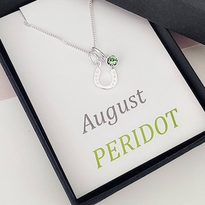 Horseshoe necklace, Personalised birthstone charm, lucky charm necklace, good luck necklace, Birthday gift, Personalised gift, Gifts for her