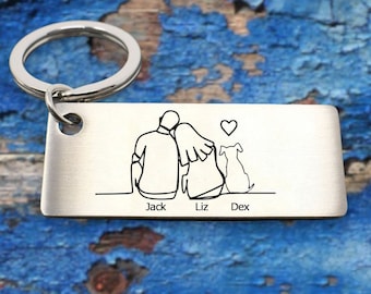 Personalized Stainless Steel Couples Keyring: Dog Lovers Gift