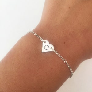 initial bracelet, personalised bracelet, Christmas gift, gifts for her, friendship bracelet, heart bracelet, bridesmaid gift, couple gift image 3