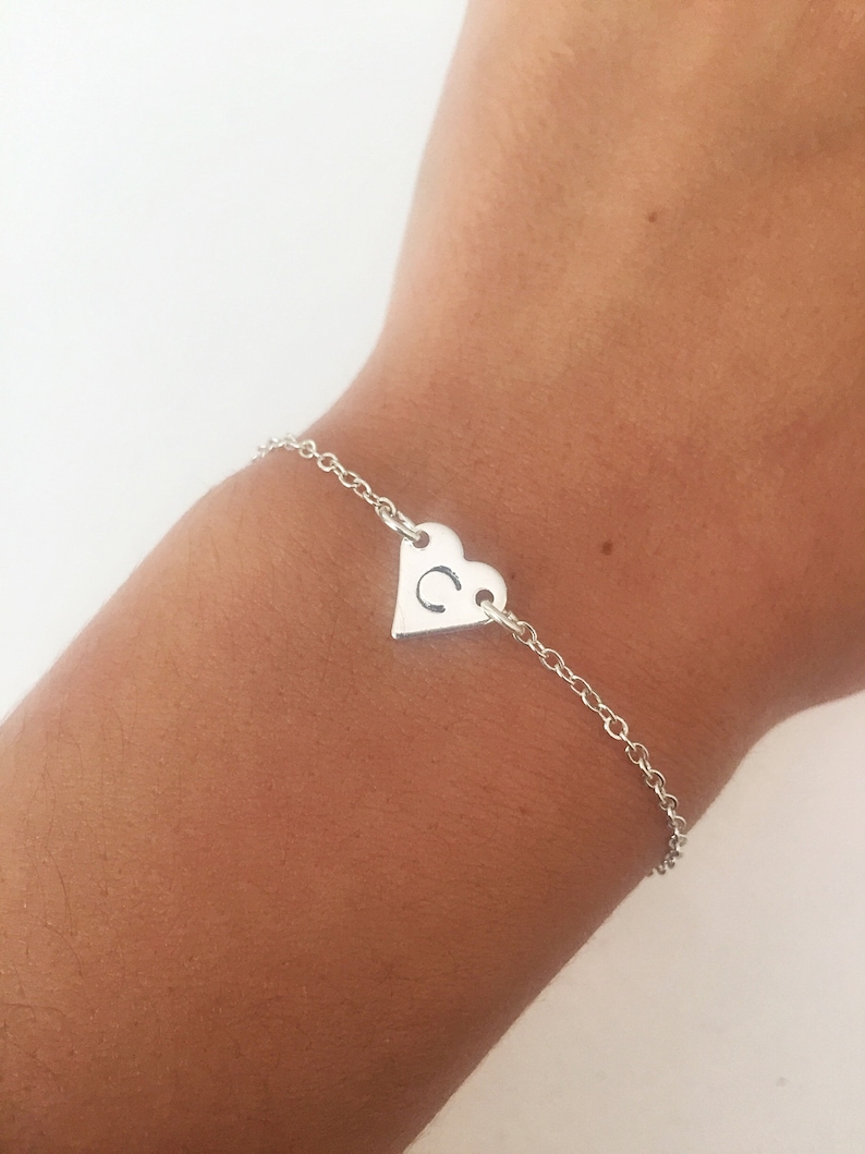 initial bracelet, personalised bracelet, Christmas gift, gifts for her, friendship bracelet, heart bracelet, bridesmaid gift, couple gift image 3