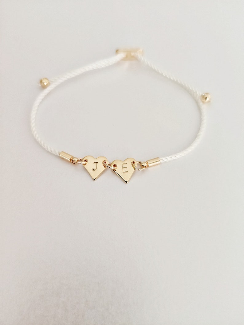 Heart bracelet, personalised gift, initial bracelet, charm bracelet, friendship bracelet, gifts for her, couples gifts, Valentine's day gift image 2