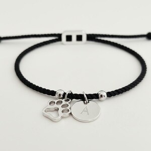 Personalised Pet Bracelet Paw Print Initial Custom Dog Cat Gift Adjustable Cord Jewellery image 13