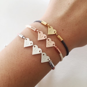 Tiny heart with initial bracelet, Personalised mothers day gift, Birthday gift for her, Bracelet for women, Custom Couples gift, mum gifts