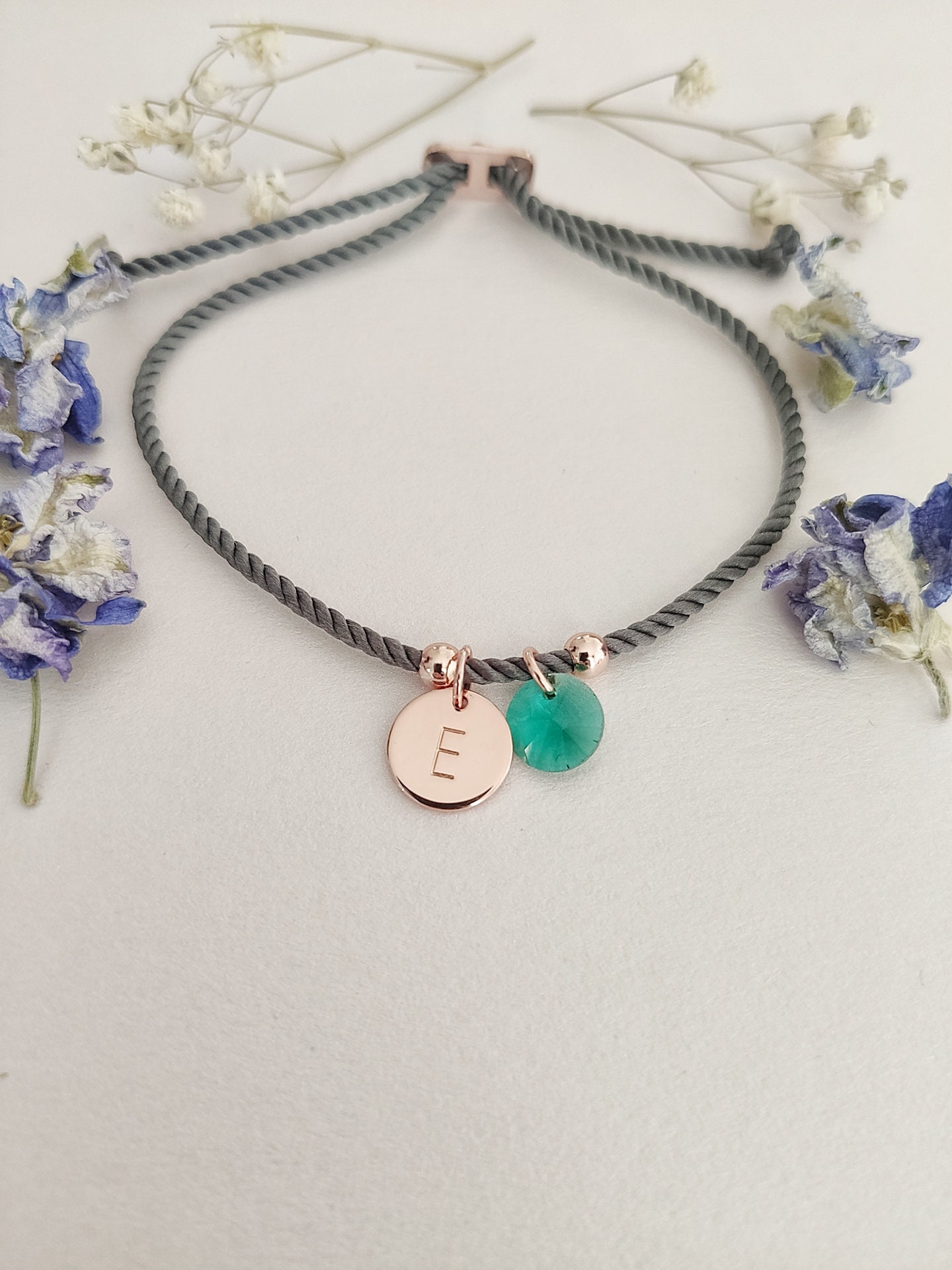 Bracciale Regolabile Con Iniziale E Pietra Portafortuna Blu – Nodo D'Amore, Acciaio Inox, Regalo Per Damigelle Compleanno