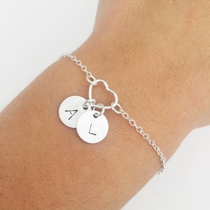 Pulsera de plata de ley, regalo personalizado, pulsera con inicial, regalo para mamá, pulsera de pareja, corazón, regalo de Navidad, regalos para ella, delicado