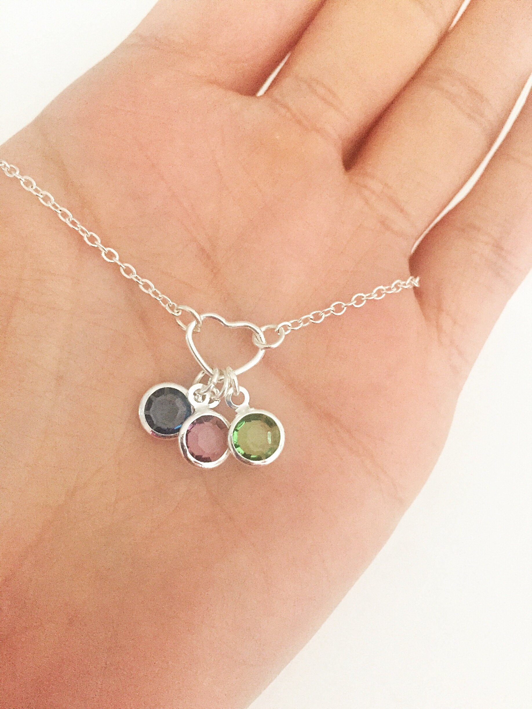 Family bracelet silver bracelet birthstone bracelet Etsy