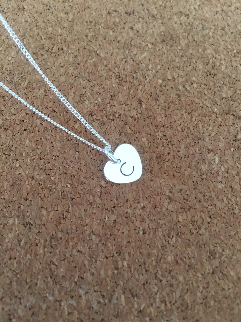 bridesmaid gift hand stamped jewellery Sterling silver initial necklace gift necklace personalised initial necklace personalised gift