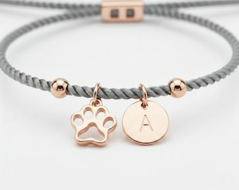 Paw charm Jewellery, Personalised initial bracelet, Pet memorial gift, Dog loss bracelet, Birthday gifts