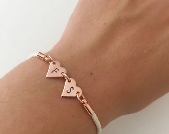 Double initial bracelet, rose gold, personalised jewellery, personalised gift, gifts for her, couples gift, Christmas gift, anniversary gift