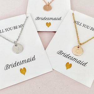 Bridesmaid initial necklace, Personalised bridal party gift, Maid of honour jewellery, Bridesmaid card, Bridesmaid proposal, bridesmaid box