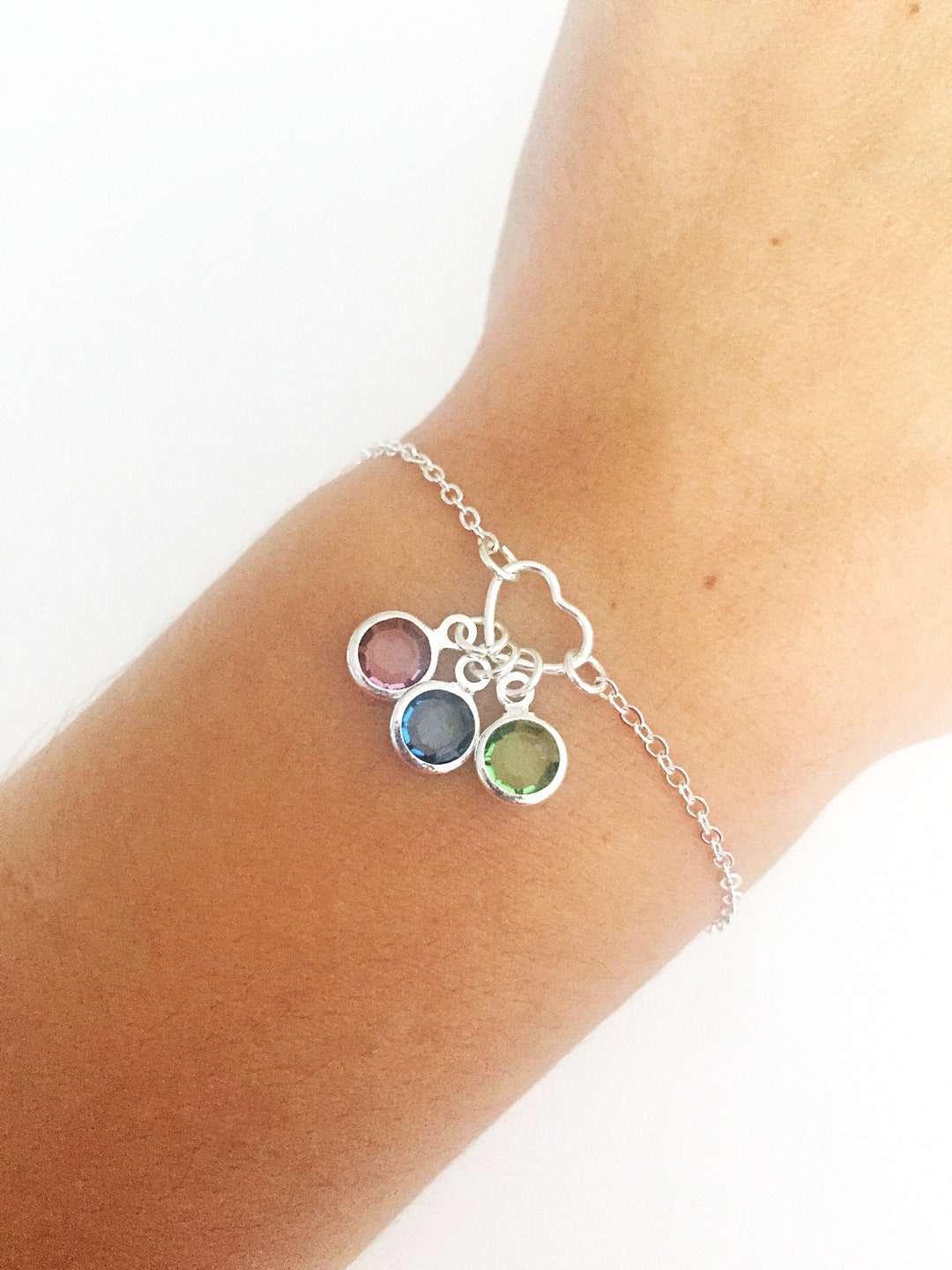 Family Bracelet Silver Bracelet Birthstone Bracelet Etsy