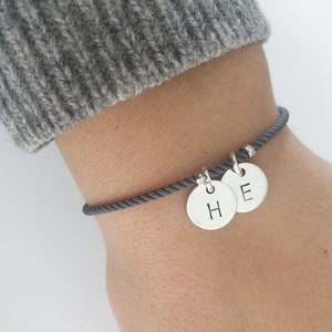 Pulsera doble inicial, plata, regalo pareja, pulsera amistad, regalo personalizado, pulsera personalizada, regalo para ella, regalos para él
