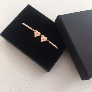 Double initial bracelet, rose gold, personalised jewellery, personalised gift, gifts for her, couples gift, Christmas gift, anniversary gift image 2