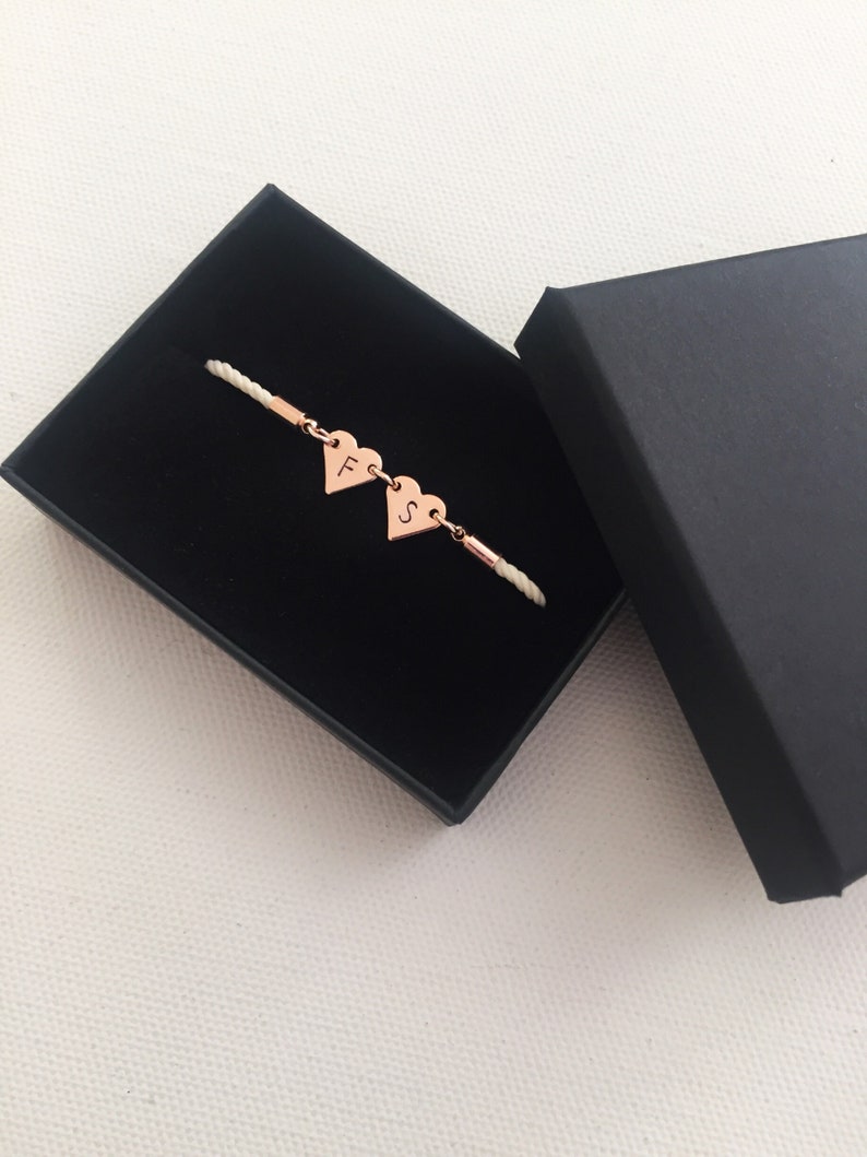 Double initial bracelet, rose gold, personalised jewellery, personalised gift, gifts for her, couples gift, Christmas gift, anniversary gift image 2