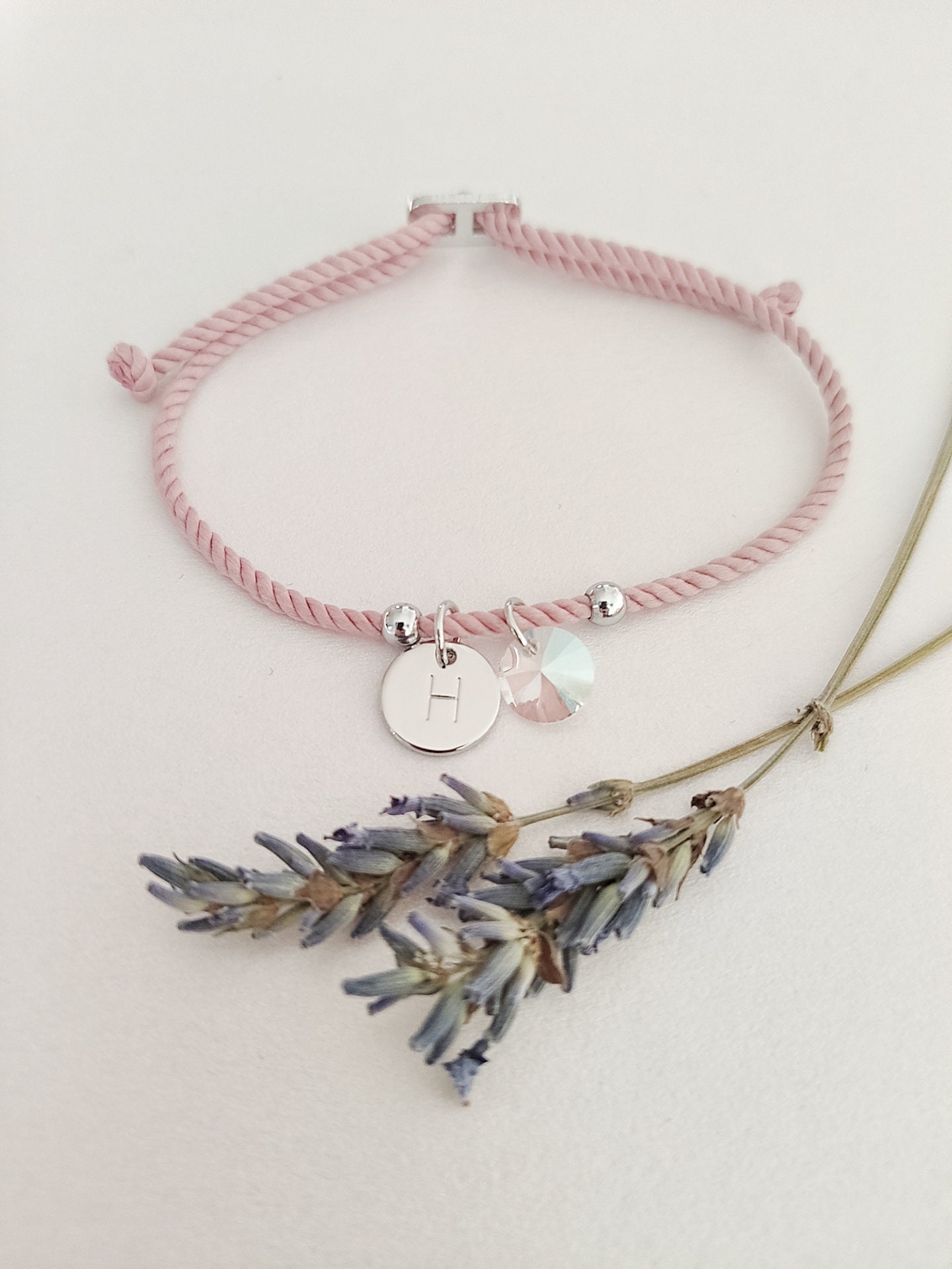 Kraven Bracciale Con Iniziale E Pietra Portafortuna: Regolabile Con Nodo D'Amore, In Acciaio Inossidabile, Per Donna - 4
