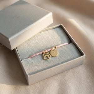 Personalised Pet Bracelet Paw Print Initial Custom Dog Cat Gift Adjustable Cord Jewellery image 6