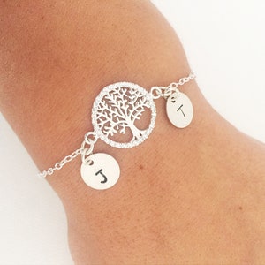 Personalized Sterling Silver Tree of Life Bracelet with Initial