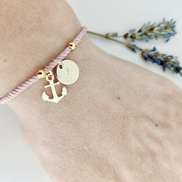 Bracelet ancre, bracelet initial, bijoux personnalisés, cadeau personnalisé, cadeaux pour elle, cadeaux pour lui, cadeau amoureux de la mer, cadeau de Noël