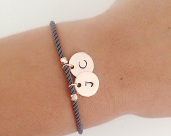 Personalized Rose Gold Initial Bracelet: Adjustable Friendship Jewelry