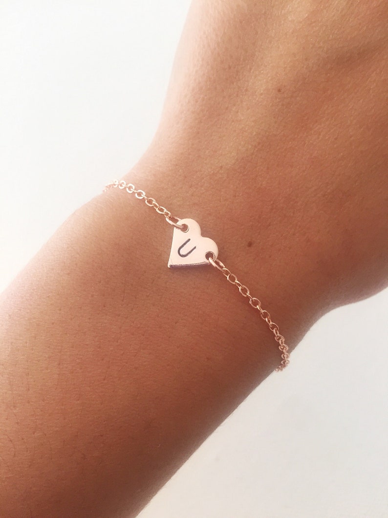 initial bracelet, personalised bracelet, Christmas gift, gifts for her, friendship bracelet, heart bracelet, bridesmaid gift, couple gift image 1