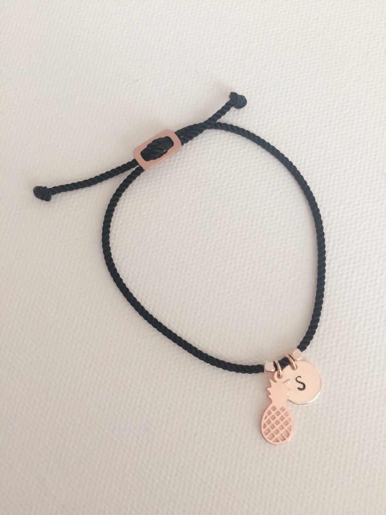 gift for women charm bracelet Personalised bracelet initial bracelet friendship bracelet gift for her personalized pineapple charm