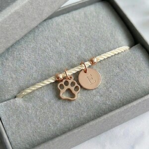 Personalised Pet Bracelet Paw Print Initial Custom Dog Cat Gift Adjustable Cord Jewellery image 11