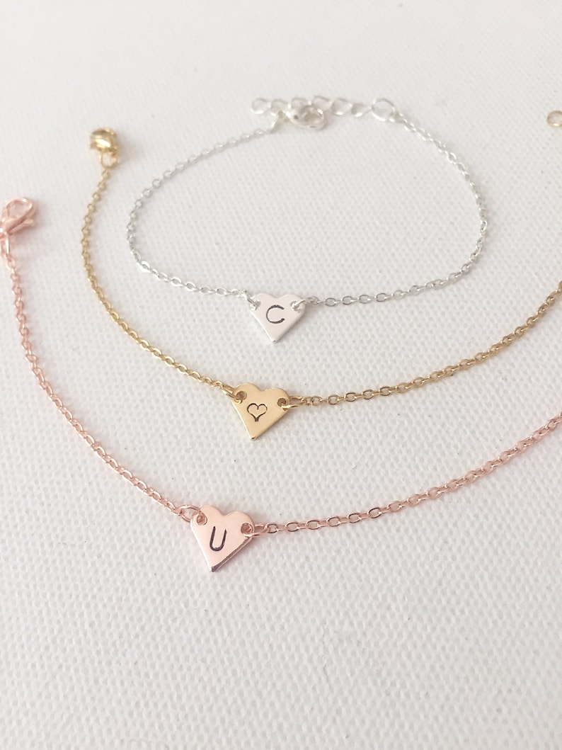 initial bracelet, personalised bracelet, Christmas gift, gifts for her, friendship bracelet, heart bracelet, bridesmaid gift, couple gift image 7